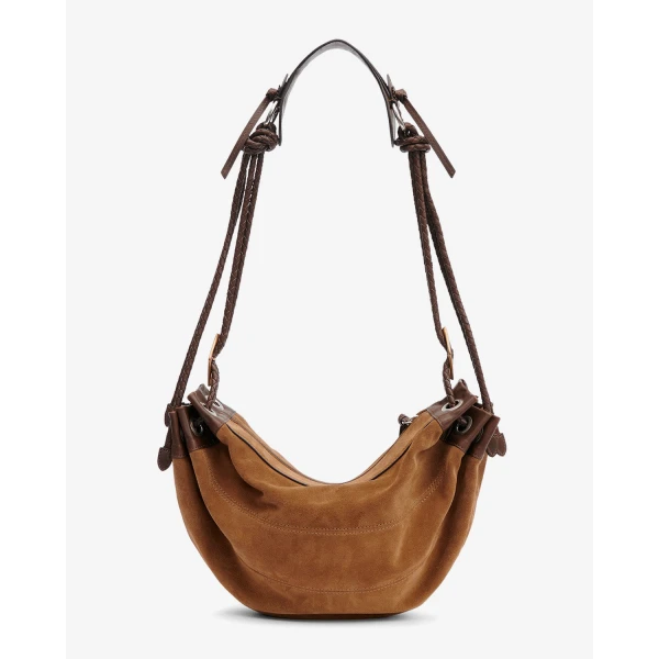 Isabel Marant Maia Medium Bag in Suede Leather, Taupe | Shoulder & Crossbody Bags | Coveti