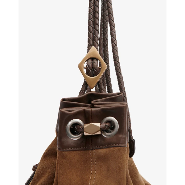 Isabel Marant Maia Medium Bag in Suede Leather, Taupe | Shoulder & Crossbody Bags | Coveti