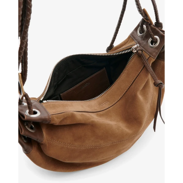 Isabel Marant Maia Medium Bag in Suede Leather, Taupe | Shoulder & Crossbody Bags | Coveti