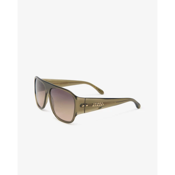 Isabel Marant Mikala Sunglasses in Olive and Grey Green | Sunglasses | Coveti