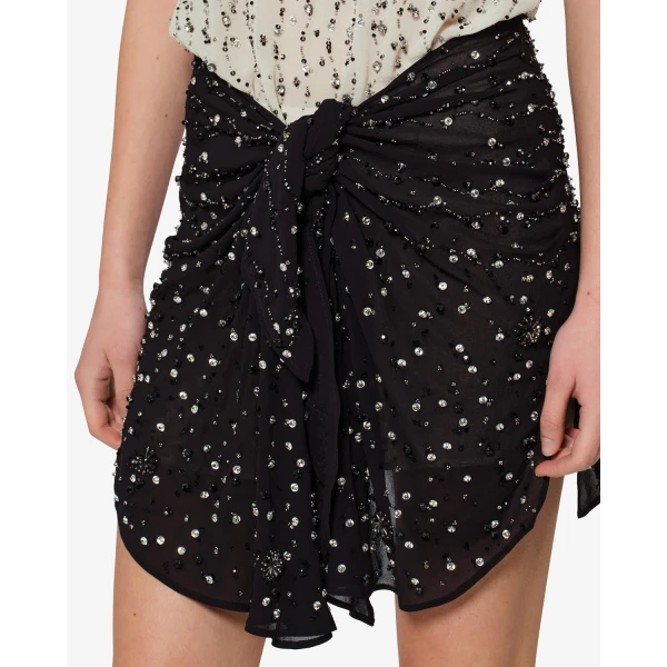 Isabel Marant Milea Silk Dress in Black and Ecru | Mini Dresses | Coveti