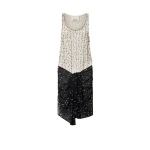 Isabel Marant Milea Silk Dress in Black and Ecru | Women | Coveti