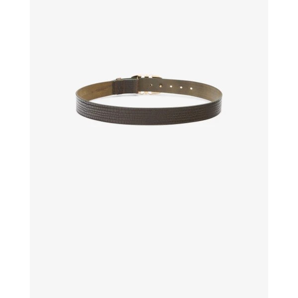 Isabel Marant Mirko Leather Belt in Dark Khaki | Belts | Coveti