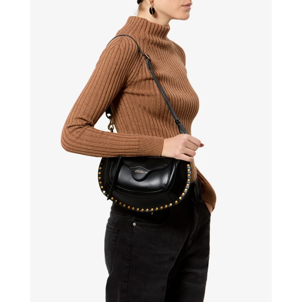 Isabel Marant Moon Pocket Bag in Leather, Black | Shoulder & Crossbody Bags | Coveti