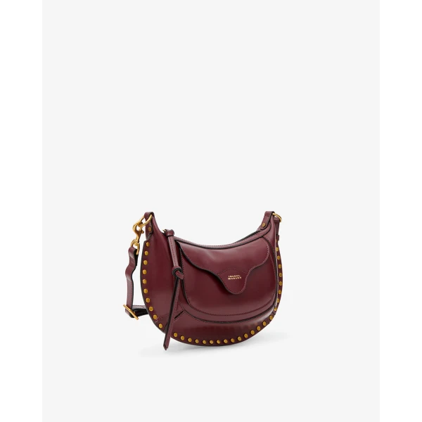 Isabel Marant Moon Pocket Bag in Leather, Burgundy | Shoulder & Crossbody Bags | Coveti