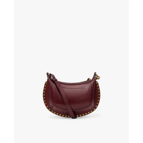 Isabel Marant Moon Pocket Bag in Leather, Burgundy | Shoulder & Crossbody Bags | Coveti