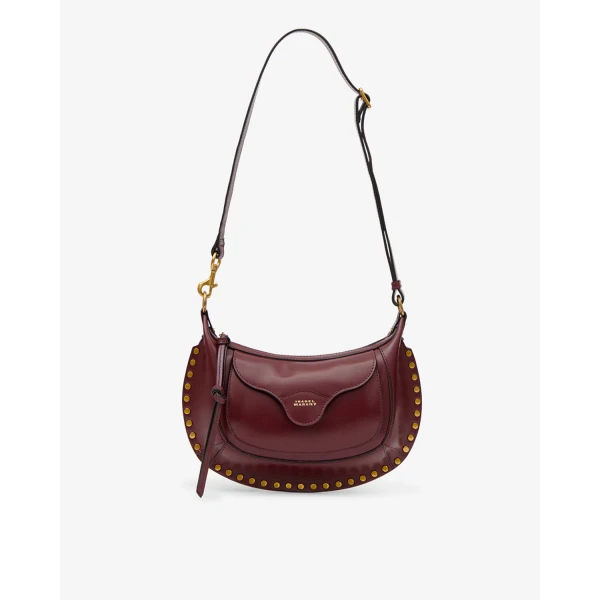 Isabel Marant Moon Pocket Bag in Leather, Burgundy | Shoulder & Crossbody Bags | Coveti