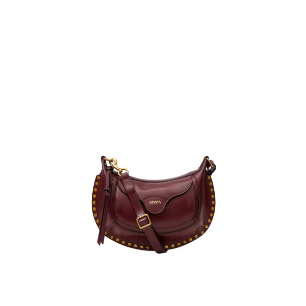 Moon Pocket Bag in Leather, Burgundy