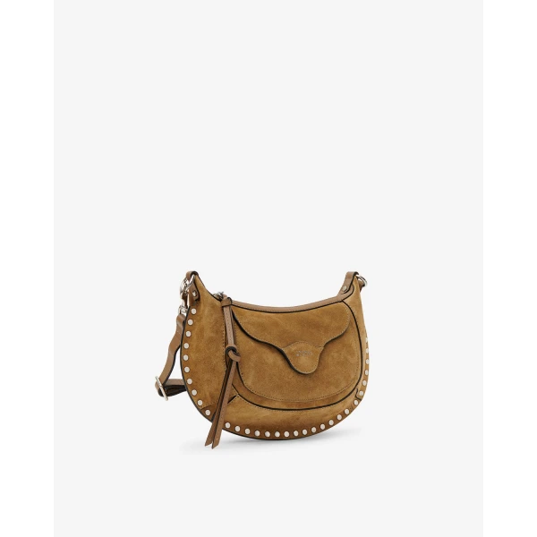 Isabel Marant Moon Pocket Bag in Suede, Taupe | Shoulder & Crossbody Bags | Coveti
