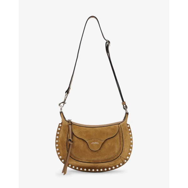 Isabel Marant Moon Pocket Bag in Suede, Taupe | Shoulder & Crossbody Bags | Coveti