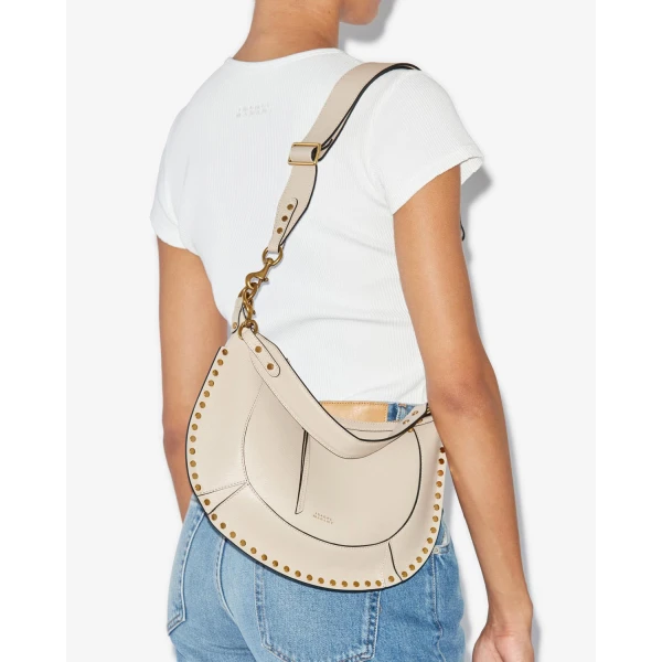 Isabel Marant Naoko Bag in Grained Leather, Light Beige | Shoulder & Crossbody Bags | Coveti