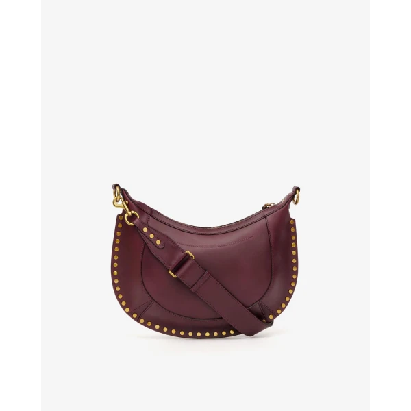 Isabel Marant Naoko Bag in Leather, Burgundy | Shoulder & Crossbody Bags | Coveti