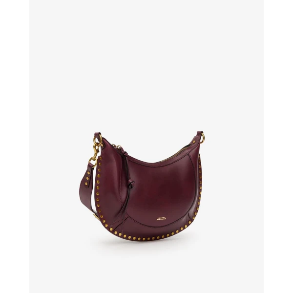 Isabel Marant Naoko Bag in Leather, Burgundy | Shoulder & Crossbody Bags | Coveti