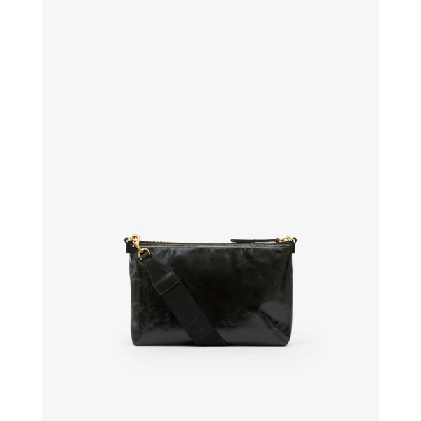 Isabel Marant Nessah Bag in Leather, Black | Shoulder & Crossbody Bags | Coveti