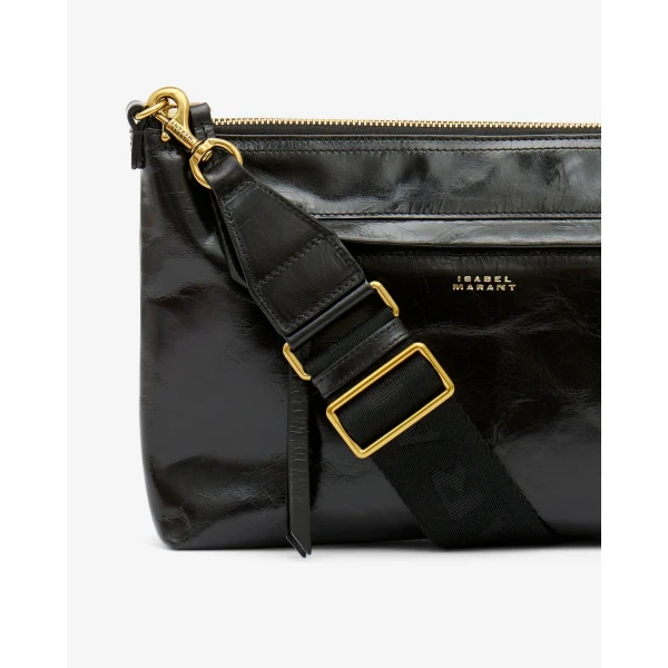 Isabel Marant Nessah Bag in Leather, Black | Shoulder & Crossbody Bags | Coveti