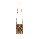 Isabel Marant Noli Bag in Macrame and Leather, Multicolor Brown | Women | Coveti
