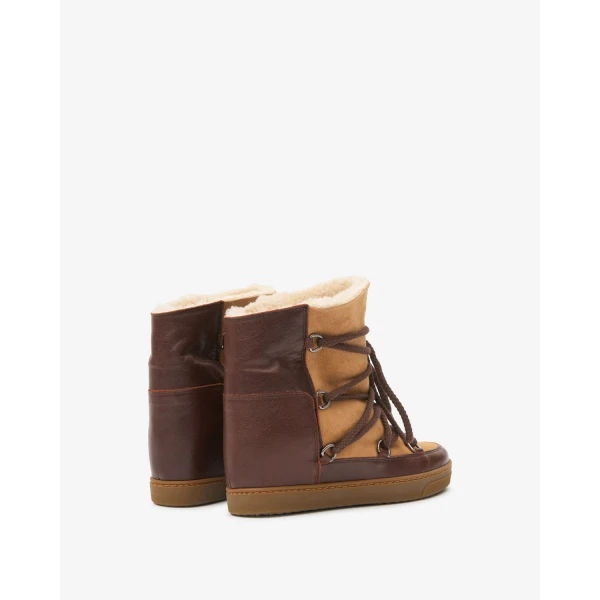 Isabel Marant Nowles Ankle Boots in Dark Brown and Ochre | Boots | Coveti
