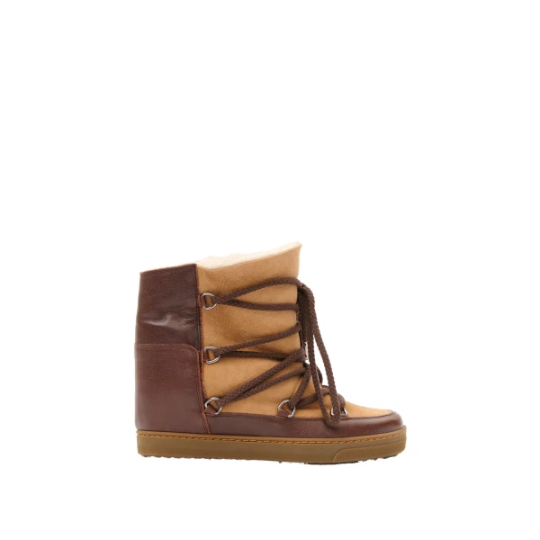 Isabel Marant Nowles Ankle Boots in Dark Brown and Ochre | Women | Coveti