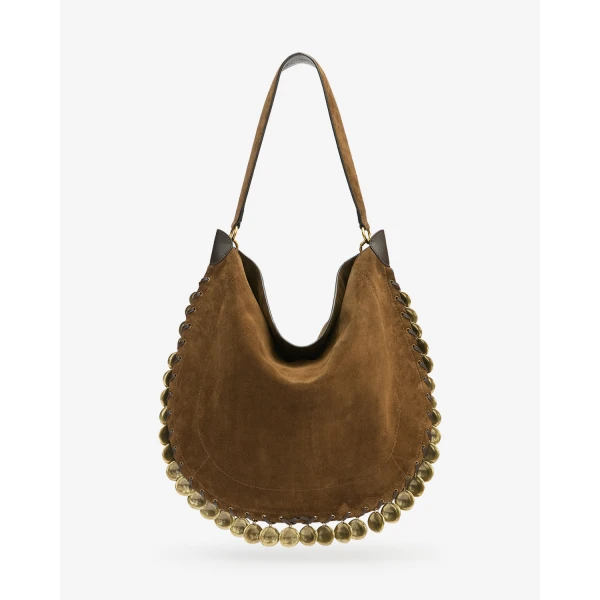 Isabel Marant Oskan Hobo Soft Bag in Suede Leather, Bronze | Shoulder & Crossbody Bags | Coveti