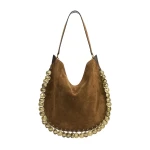Isabel Marant Oskan Hobo Soft Bag in Suede Leather, Bronze | Women | Coveti