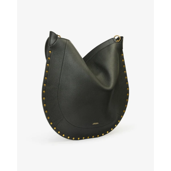 Isabel Marant Oskan Hobo Soft Grained Leather Bag in Black | Shoulder & Crossbody Bags | Coveti