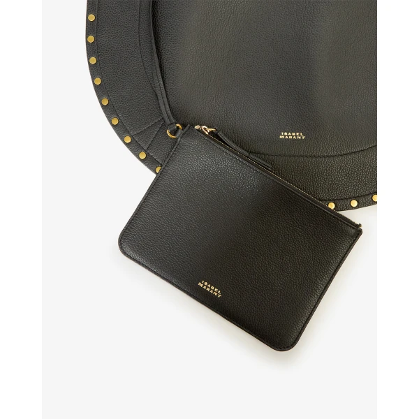 Isabel Marant Oskan Hobo Soft Grained Leather Bag in Black | Shoulder & Crossbody Bags | Coveti