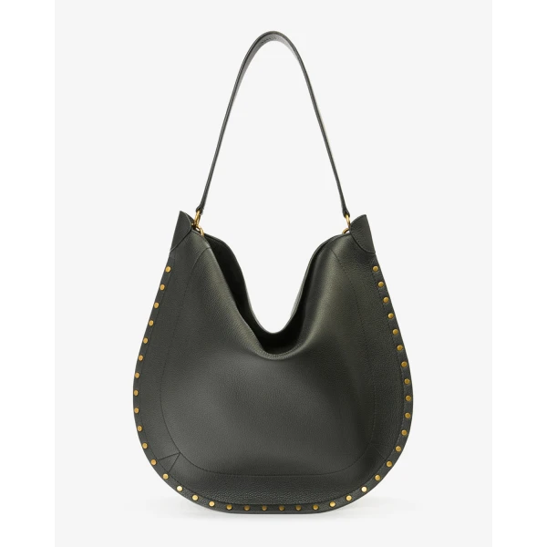 Isabel Marant Oskan Hobo Soft Grained Leather Bag in Black | Shoulder & Crossbody Bags | Coveti