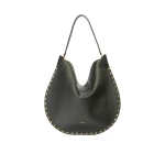 Isabel Marant Oskan Hobo Soft Grained Leather Bag in Black | Women | Coveti