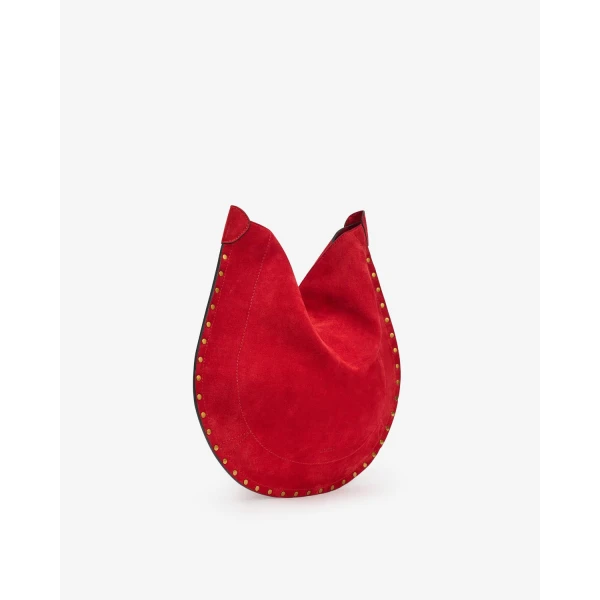 Isabel Marant Oskan Hobo Soft Suede Bag in Scarlet Red | Shoulder & Crossbody Bags | Coveti