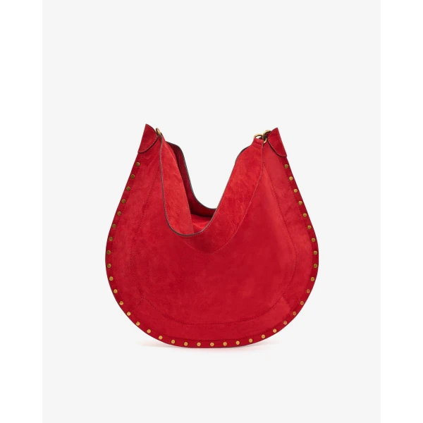 Isabel Marant Oskan Hobo Soft Suede Bag in Scarlet Red | Shoulder & Crossbody Bags | Coveti