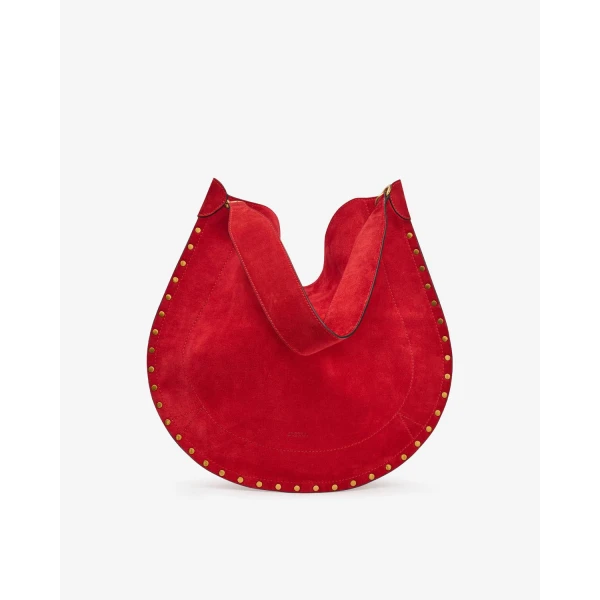 Isabel Marant Oskan Hobo Soft Suede Bag in Scarlet Red | Shoulder & Crossbody Bags | Coveti