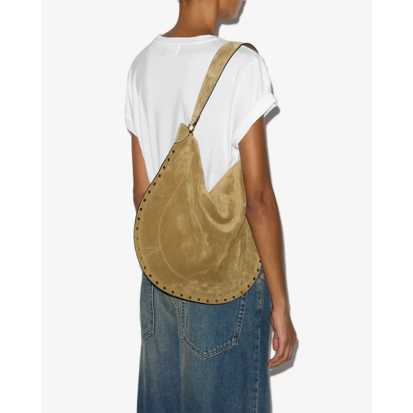 Isabel Marant Oskan Hobo Soft Suede Bag in Taupe | Shoulder & Crossbody Bags | Coveti