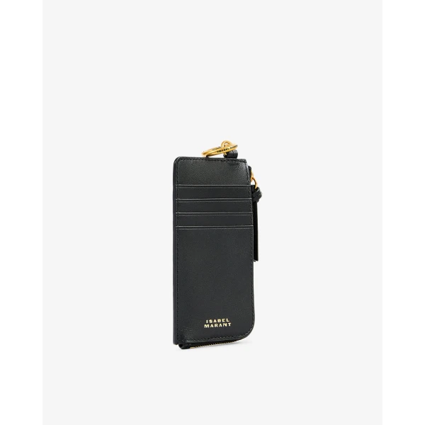 Isabel Marant Oskan Leather Cardholder in Black | Wallets & Purses | Coveti