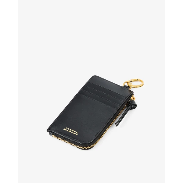 Isabel Marant Oskan Leather Cardholder in Black | Wallets & Purses | Coveti