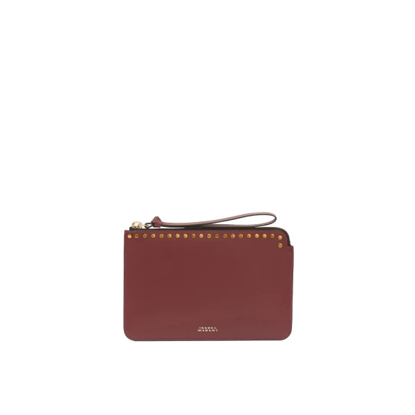 Oskan Leather Flat Pouch in Burgundy