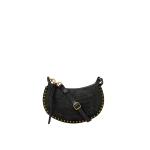 Isabel Marant Oskan Moon Bag in Crocodile-Effect Velvet Leather, Black | Women | Coveti