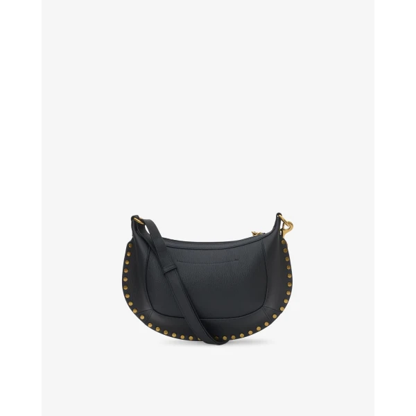 Isabel Marant Oskan Moon Bag in Full-Grain Leather, Black | Shoulder & Crossbody Bags | Coveti