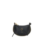 Isabel Marant Oskan Moon Bag in Full-Grain Leather, Black | Women | Coveti