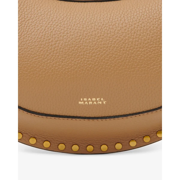 Isabel Marant Oskan Moon Bag in Grained Leather, Cappuccino | Shoulder & Crossbody Bags | Coveti