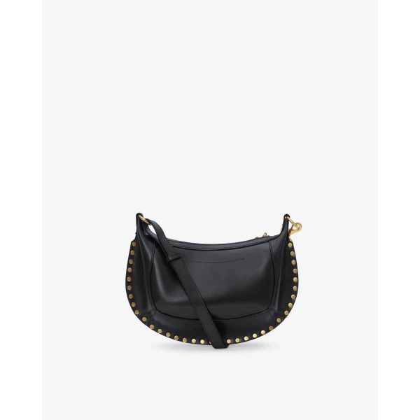 Isabel Marant Oskan Moon Bag in Leather, Black | Shoulder & Crossbody Bags | Coveti