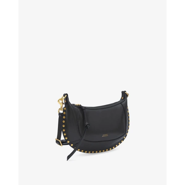 Isabel Marant Oskan Moon Bag in Leather, Black | Shoulder & Crossbody Bags | Coveti