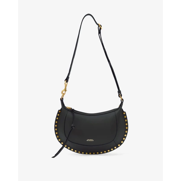 Isabel Marant Oskan Moon Bag in Leather, Black | Shoulder & Crossbody Bags | Coveti