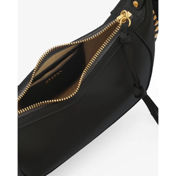 Isabel Marant Oskan Moon Bag in Leather, Black | Shoulder & Crossbody Bags | Coveti