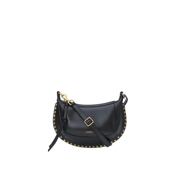 Isabel Marant Oskan Moon Bag in Leather, Black | Women | Coveti