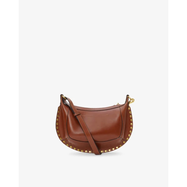 Isabel Marant Oskan Moon Bag in Leather, Cognac | Shoulder & Crossbody Bags | Coveti