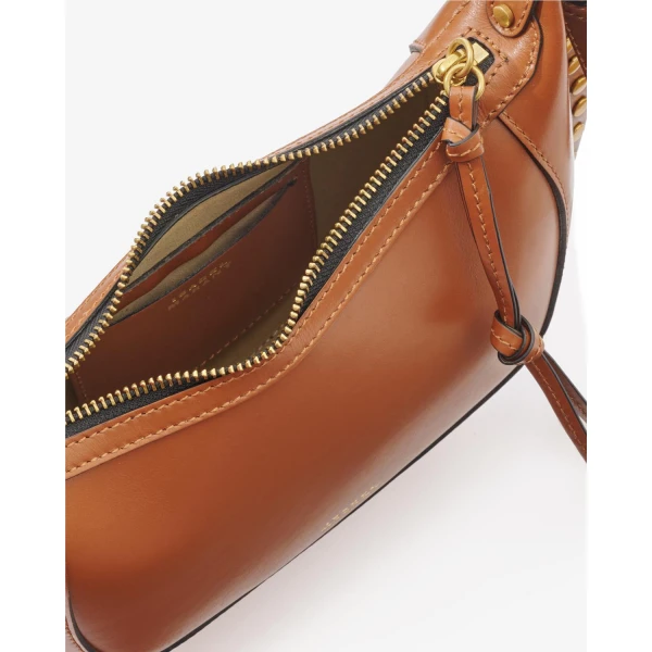Isabel Marant Oskan Moon Bag in Leather, Cognac | Shoulder & Crossbody Bags | Coveti
