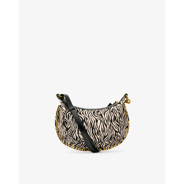 Isabel Marant Oskan Moon Bag in Pony-Effect Leather, Zebra | Shoulder & Crossbody Bags | Coveti