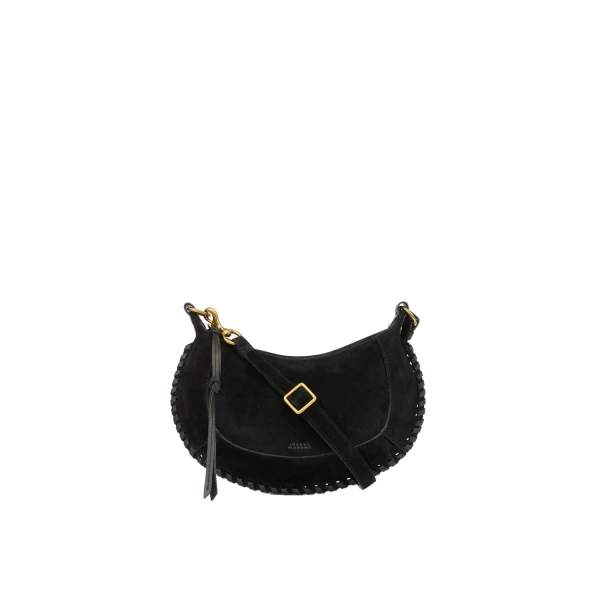 Oskan Moon Bag in Suede Leather, Black