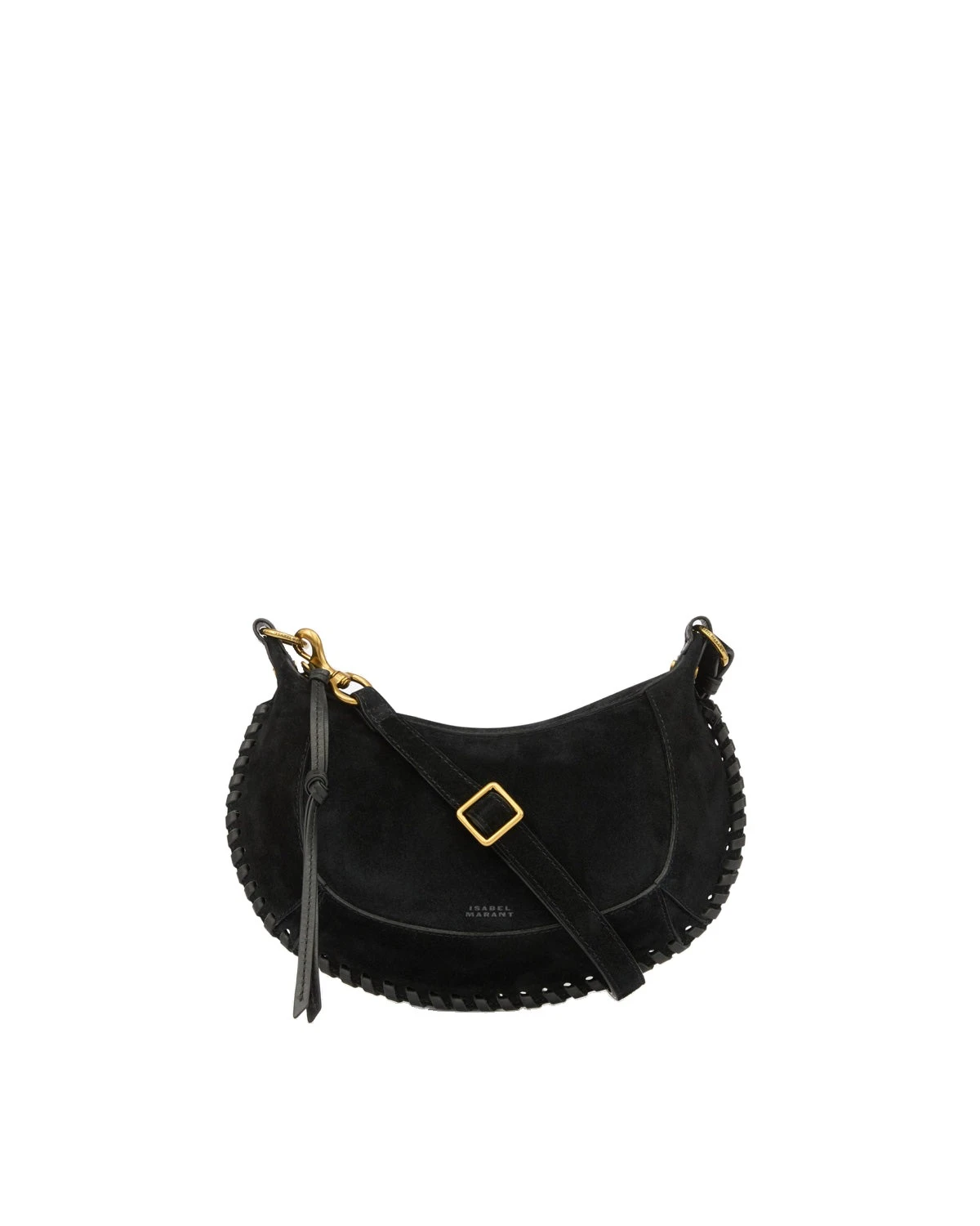 Isabel Marant Oskan Moon Bag in Suede Leather, Black Isabel Marant Oskan Moon Bag in Suede Leather, Black | Women | Coveti
