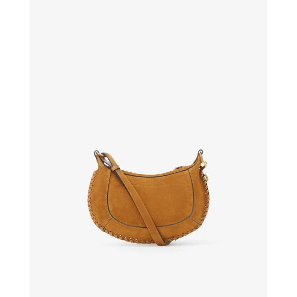 Isabel Marant Oskan Moon Bag in Suede Leather, Cognac | Shoulder & Crossbody Bags | Coveti